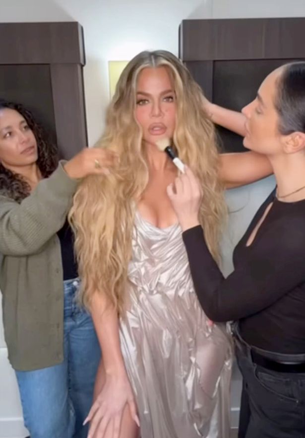 Khloe Kardashian pours killer curves into plunging silver gown held up by luck alone - Daily Star