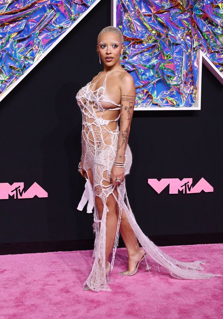 Doja Cat Wears Naked Cobweb Dress at 2023 MTV VMAs